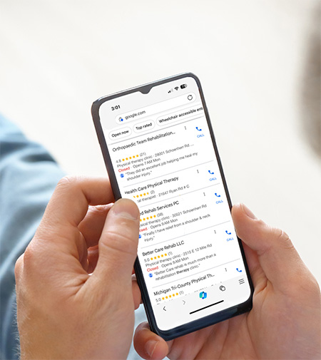 Picture of search result for a list of PT Clinics