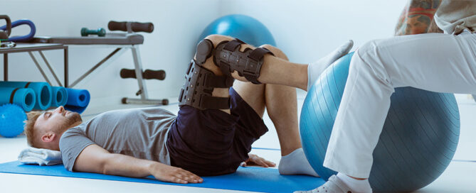 Picture of man doing rehab for his knee.